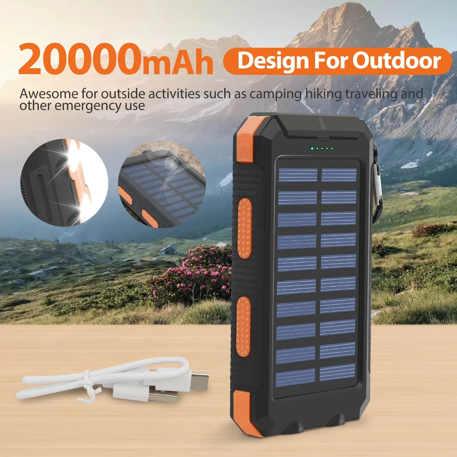 Waterproof Solar Power Bank 20 - Solar Emergency Charger ulasan dan harga